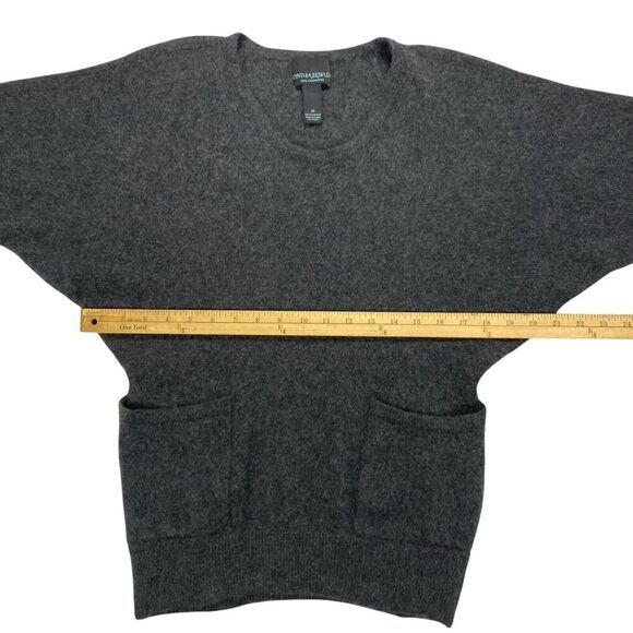 Cynthia Rowley 100% Cashmere Sweater Womens Medium Soft Gray 1/2 Sleeve Pockets - Picture 9 of 13